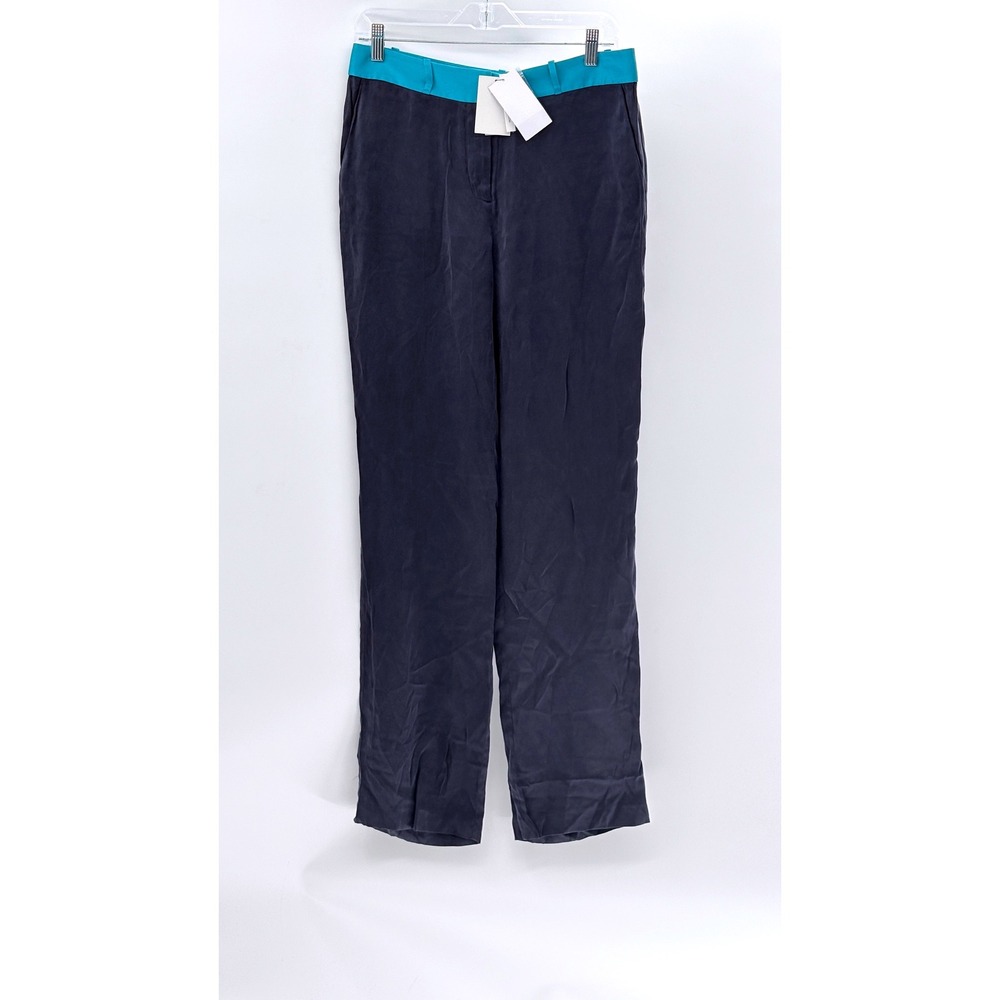 Equipment Femme Pants Wide Leg Silk Blend Flowy Boho Women 6 Blue High Rise New